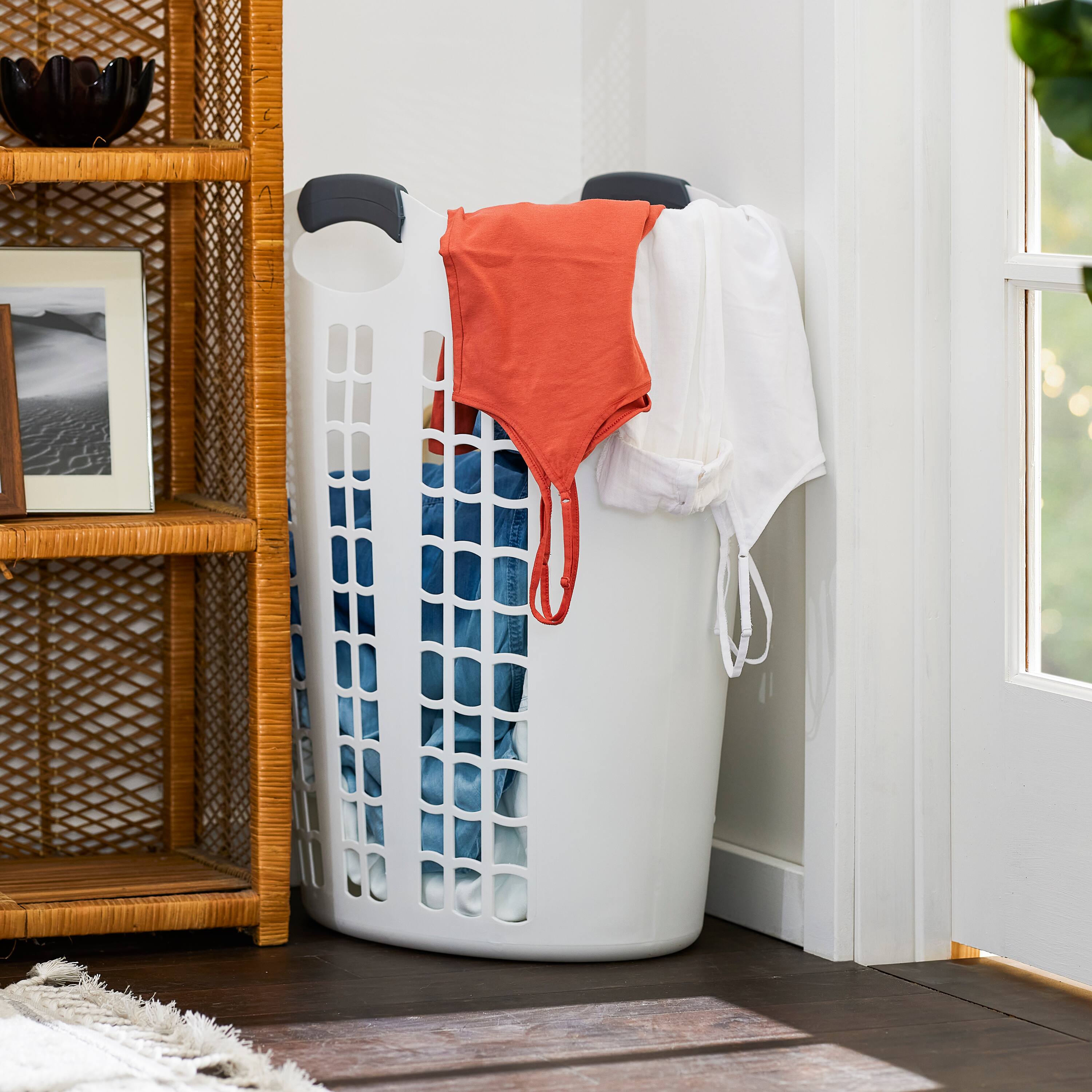 Alt View 4. Gracious Living - Gracious Living Easy Carry Flex 87 L Plastic Laundry Hamper, White (3 Pack) - White.