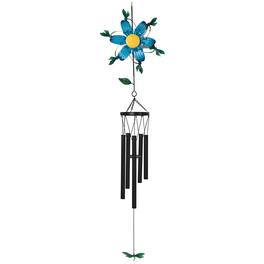 FC Design - 41"Long Spinning Windmill Flower with Dragonfly Wind Chime Outdoor Patio or Garden Hanging Decoration - Multi-Color