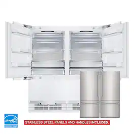 Kucht - 72 in. 39.6 cu. ft. French Door Built -In Refrigerator - Panels and Handles Included - Stainless Steel