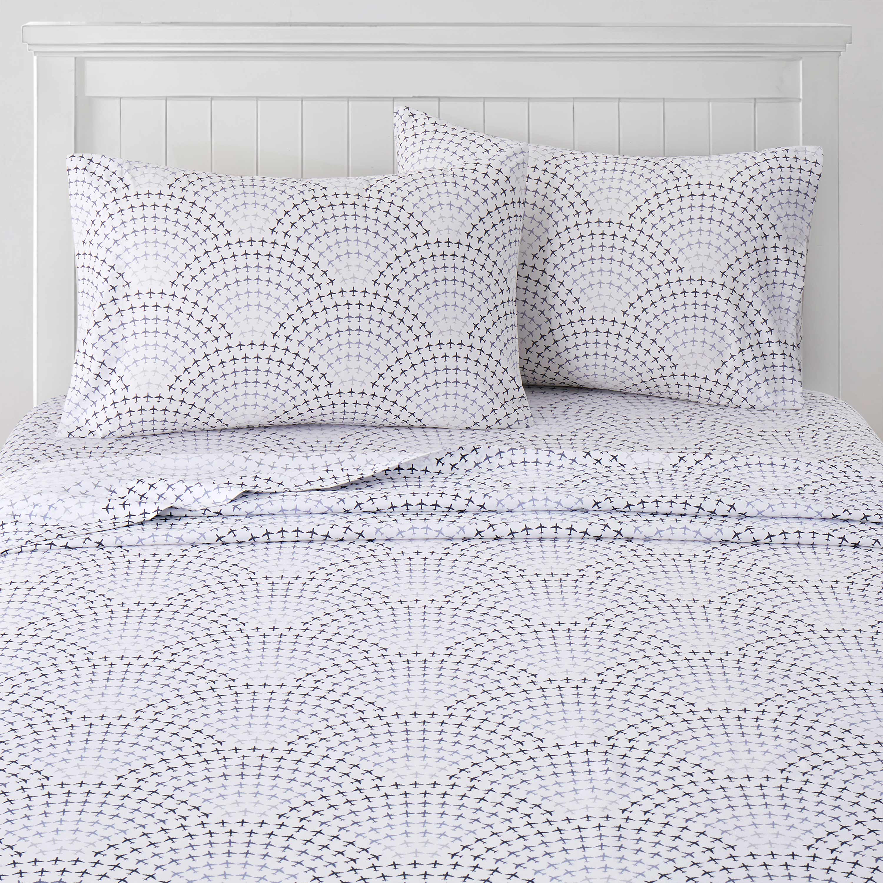 Left. Sweet Home Collection - Kids' Printed Classic & Bright Ultra Soft Microfiber Sheet Sets - Full - Airplanes.