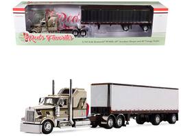 First Gear - Kenworth W900L with 60" Aerodyne Sleeper and 40' Vintage Trailer Beige with Stripes 1/64 Diecast Model by DCP/First Gear