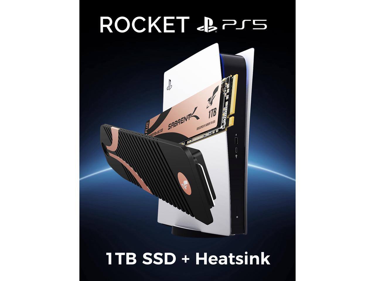 ROCKET PS5 d 0 E 1TB Ca PLUS SABRENT 0S BEUA SE OES g -0Y 1TB SSD + Heatsink