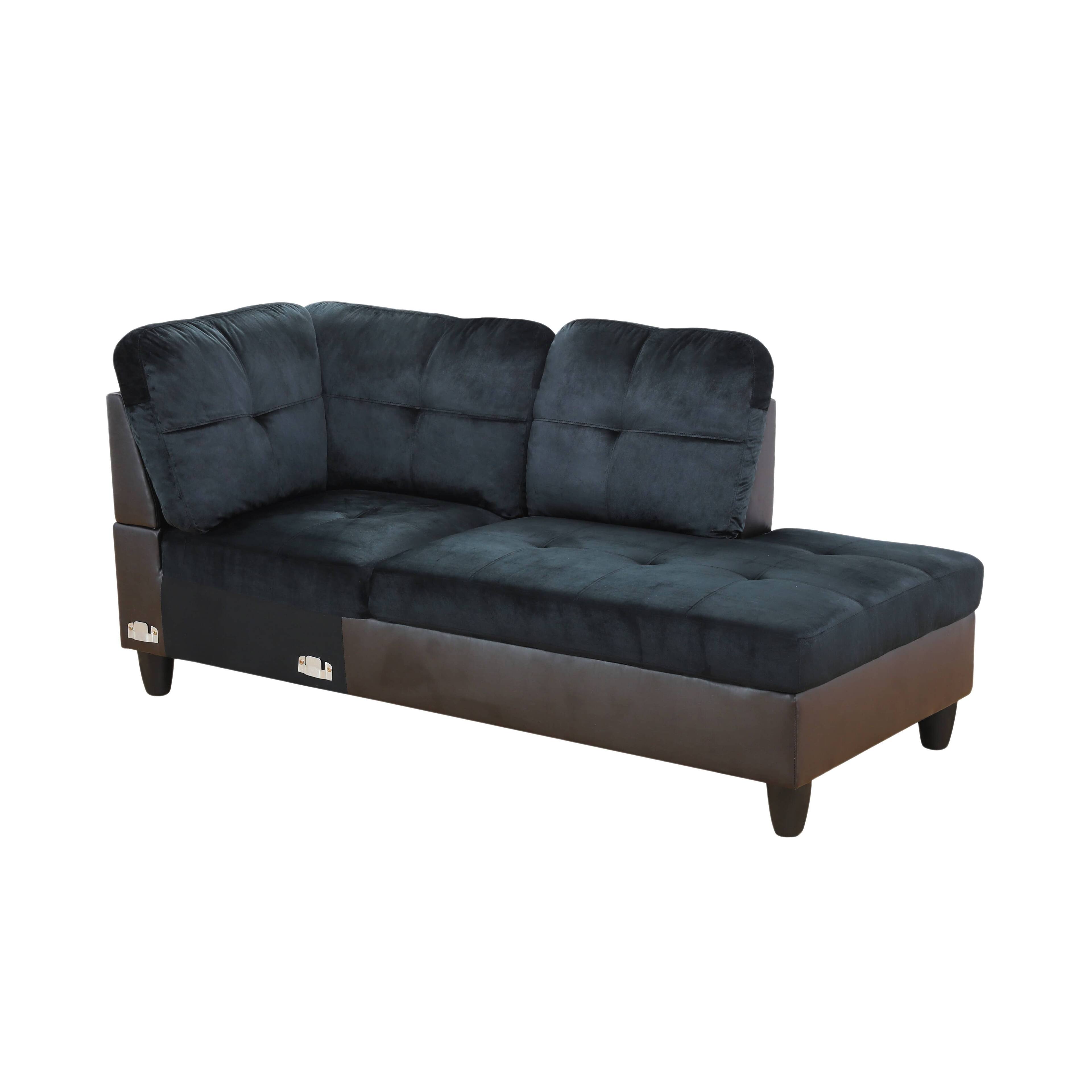 Alt View 6. Boyel Living - Atrovirens Lint Plush Sofa Solid Wood Frame Double Spring with Right Chaise Lounge - Dark Teal.