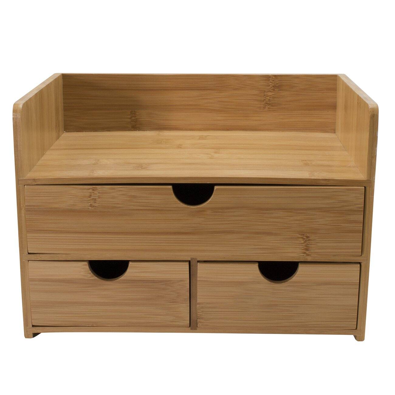 Left. Sorbus - Sorbus 3-Tier Bamboo Desk Organizer Countertop Organization and Storage with 3 Drawers - Beige.