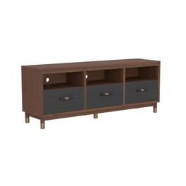 Starlight Canyon Home - Black Mahogany Solids & Veneer TV Console with 3 Drawers and Modern Design - Beige