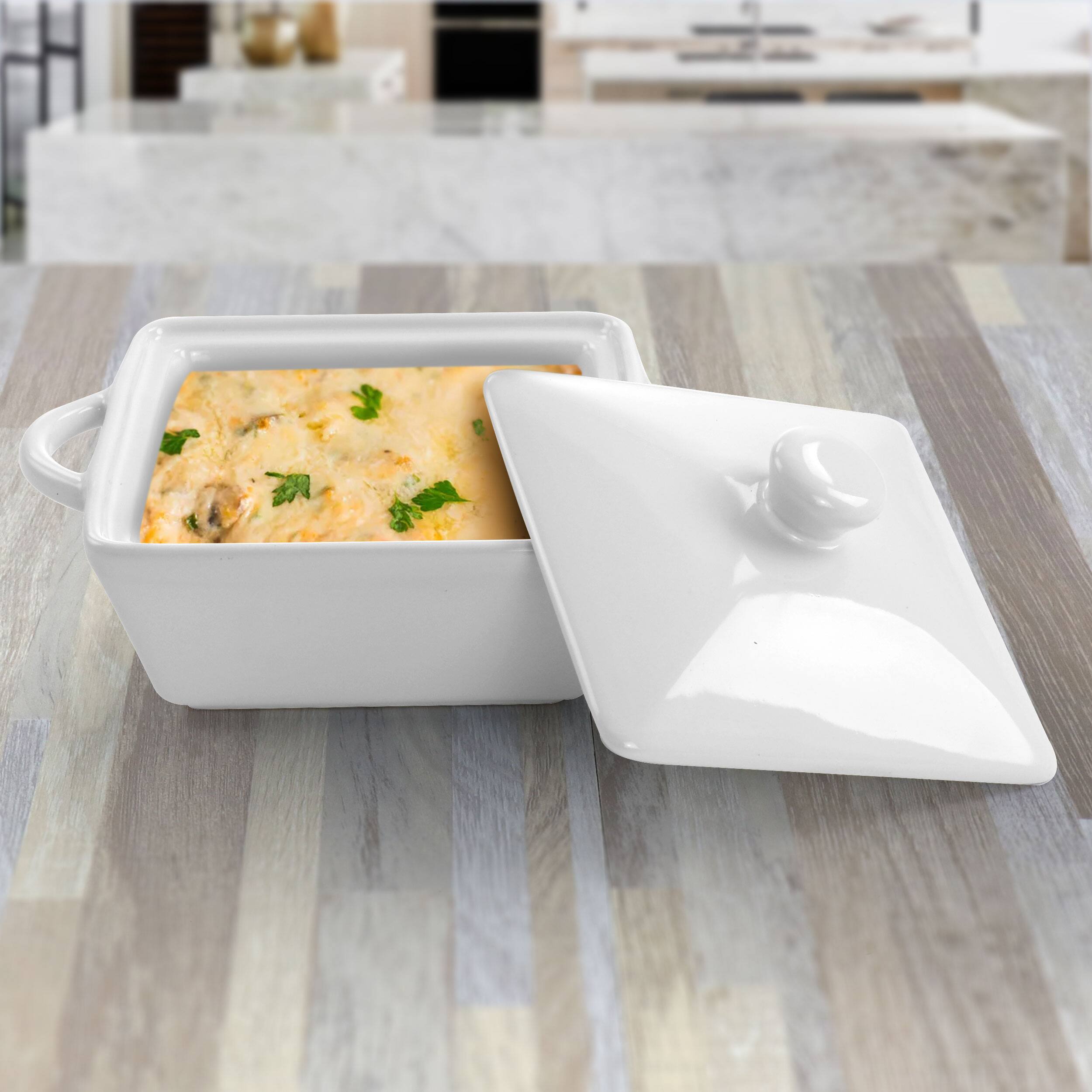 Alt View 5. Martha Stewart - Martha Stewart Stoneware Casserole with Lid in White - White.