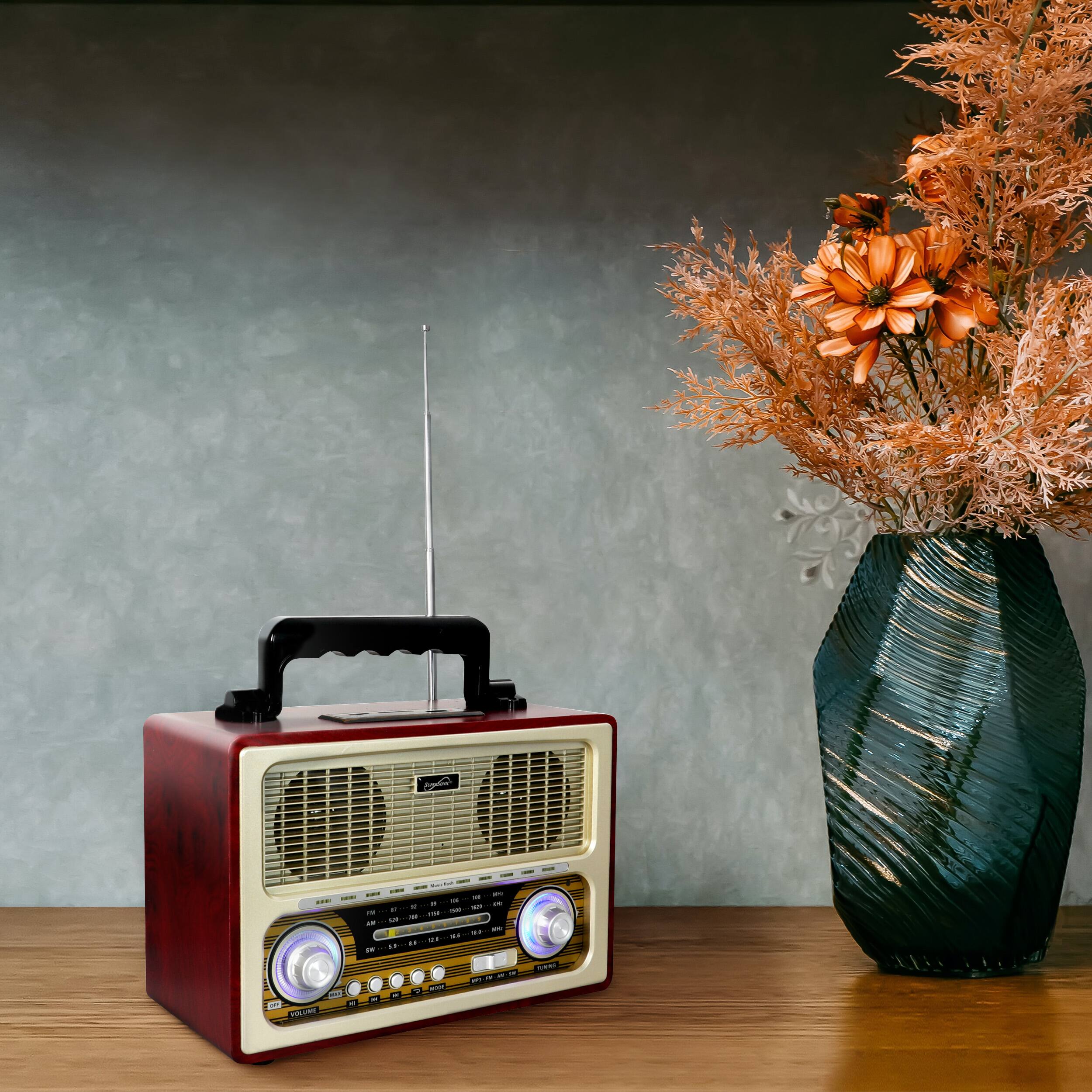 Alt View 3. Supersonic - SuperSonic Vintage Retro Multifunction Bluetooth Speaker with Rechargeable Battery.
