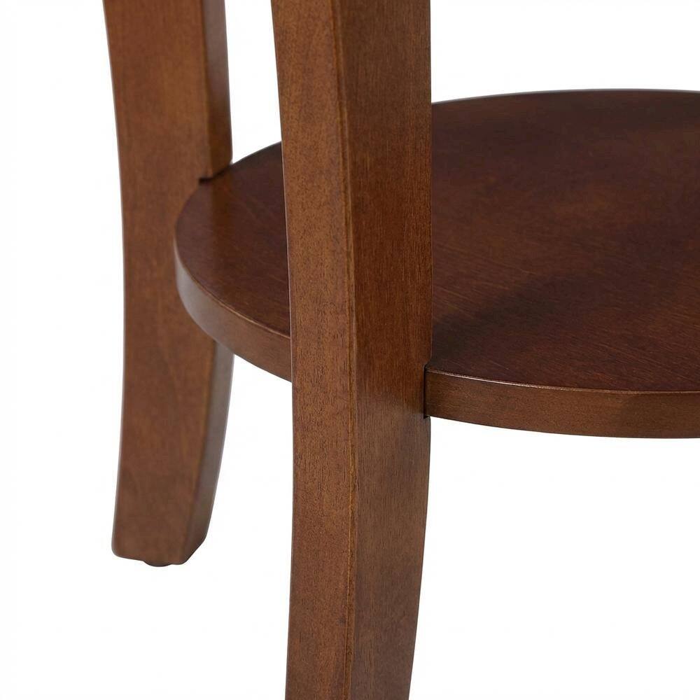 FurniFact Mahogany Round End Table with Shelf for Classic and ...