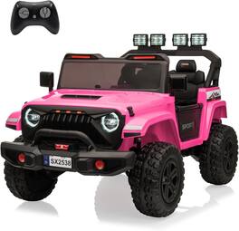Homhougo - 24V 2 Seater Kids Ride On Truck, 4WD, Remote Control, Music, Pink