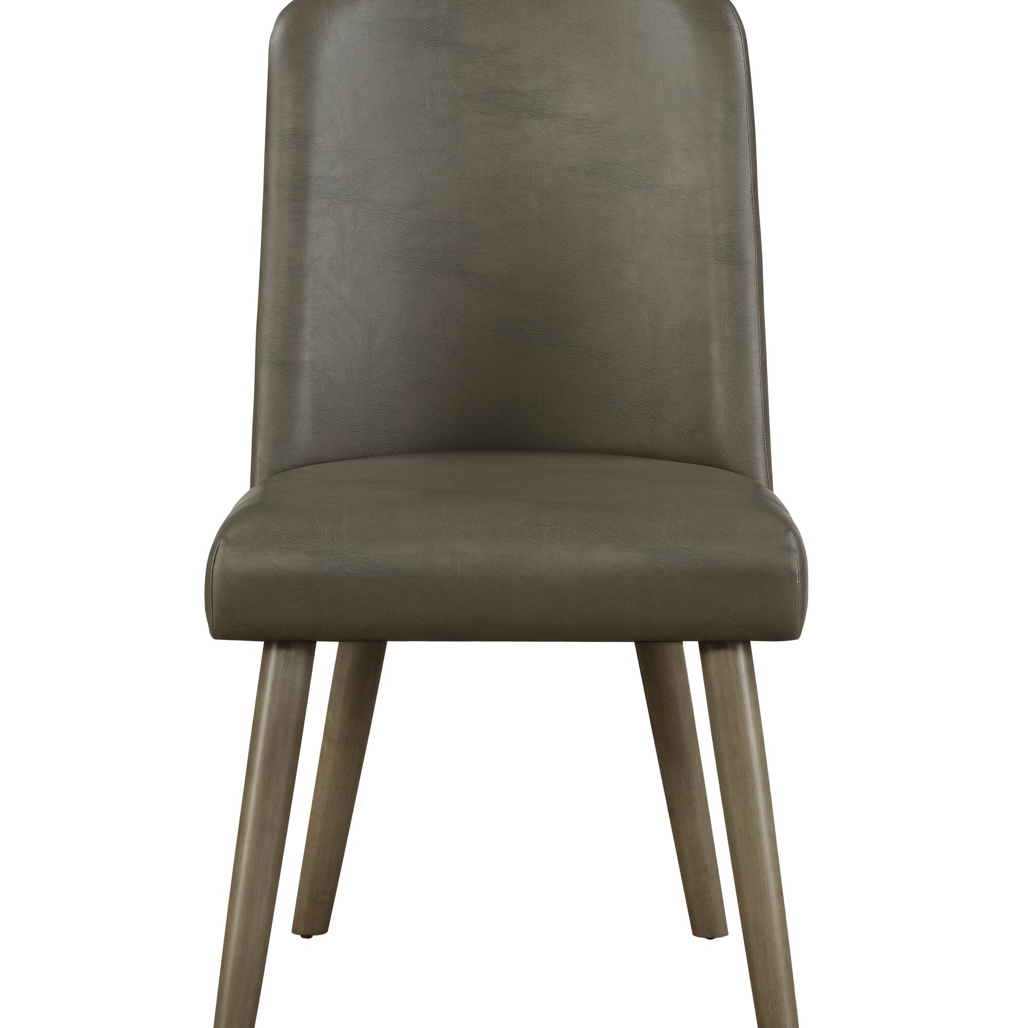 Left. GOODSILO - Modern Synthetic Leather Side Chair with Oak Finish - High Back Armless Design for Stylish Seating, Set of 2 - Gray+Oak.