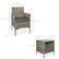 - Chair:
- Height: 32.25 in.
- Width: 21.75 in.
- Depth: 24.75 in.
- Seat Height: 17.75 in.
- Armrest Height: 20 in.
- Seat Depth: 23 in.
- Table:
- Height: 15.75 in.
- Width: 15.75 in.
- Depth: 15.75 in.