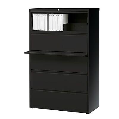 Alt View 8. Staples - HL8000 Commercial 5-Drawer Lateral File Cabinet, Locking, Letter/Legal, 36"W - Black.