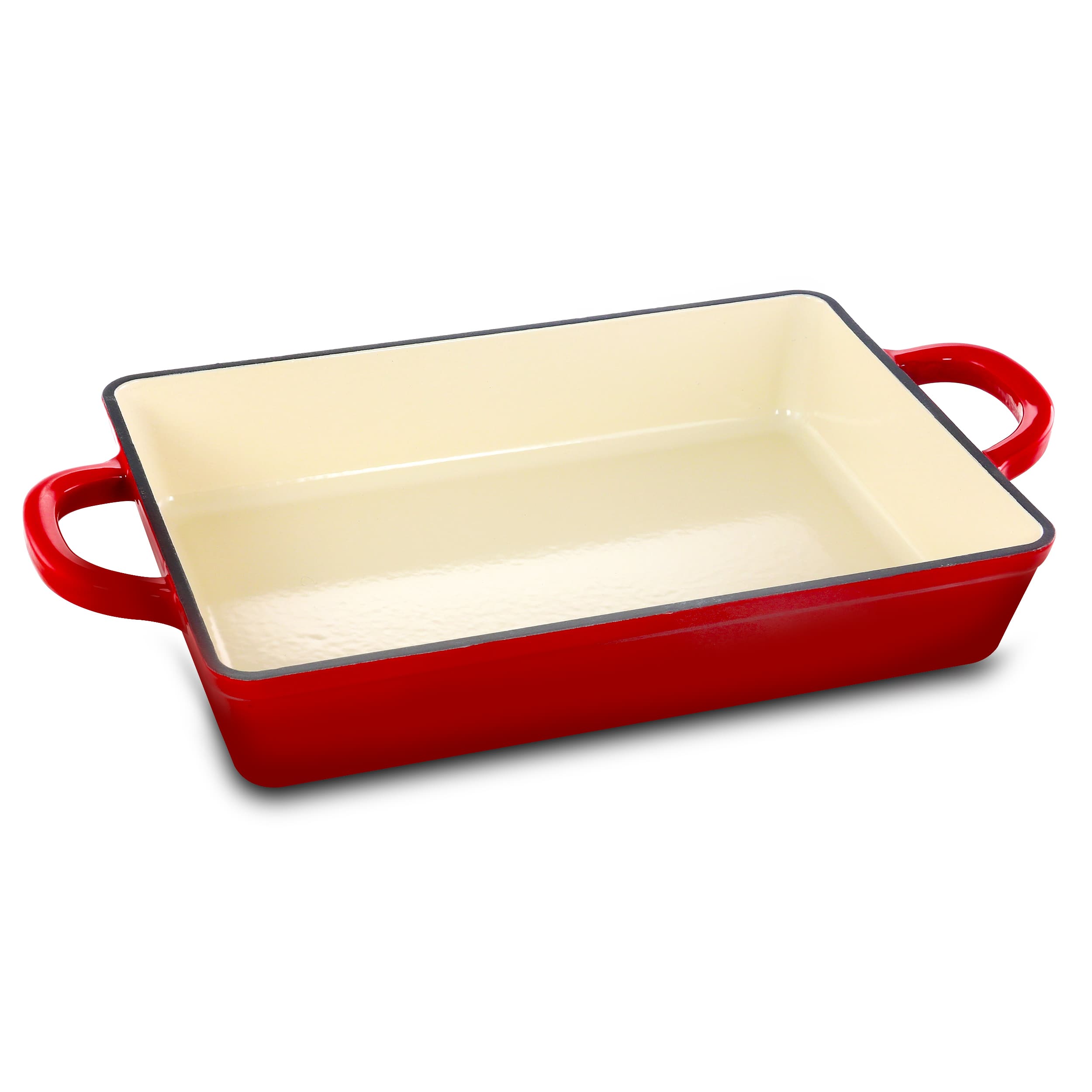Front. Crockpot - Crock Pot Artisan 13 in. Enameled Cast Iron Lasagna Pan in Scarlet Red - Scarlet Red.