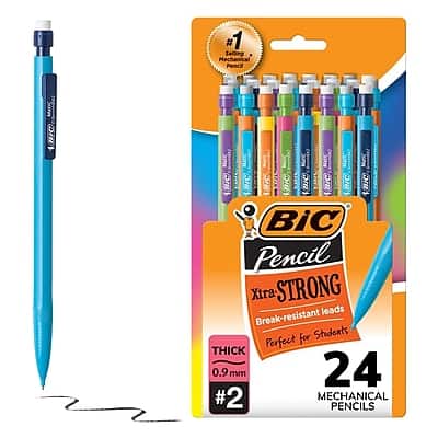 #1 Selting Mechanical Pencil MISS. U MAtiH IA 1 Larc LBic BIC BIC ac LBiC) aic LiC BiC Pencil Xtra STRONG leads Break-resistant for Students THICK Perfect 0.9 mm 24 #2 MECHANICAL PENCILS