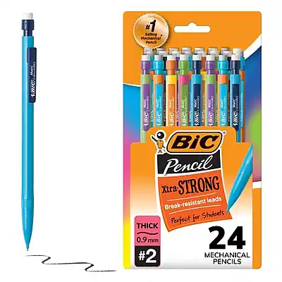 #1 Selting Mechanical Pencil MISS. U MAtiH IA 1 Larc LBic BIC BIC ac LBiC) aic LiC BiC Pencil Xtra STRONG leads Break-resistant for Students THICK Perfect 0.9 mm 24 #2 MECHANICAL PENCILS
