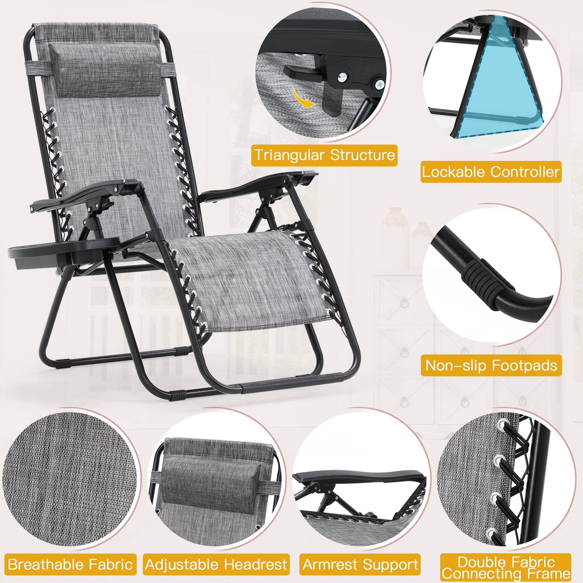 - Triangular Structure
- Lockable Controller
- Non-slip Footpads
- Breathable Fabric
- Adjustable Headrest
- Armrest Support
- Double Fabric Connecting Frame
