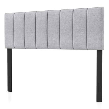 Front. Gymax - Gymax Linen Upholstered Headboard Vertical Channel Tufted Wood Leg for Full/Queen Gray - Gray.