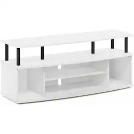 FurniFact - 55 Inch TV Stand with 3 Shelves and 2 Cabinets Modern TV Console - White