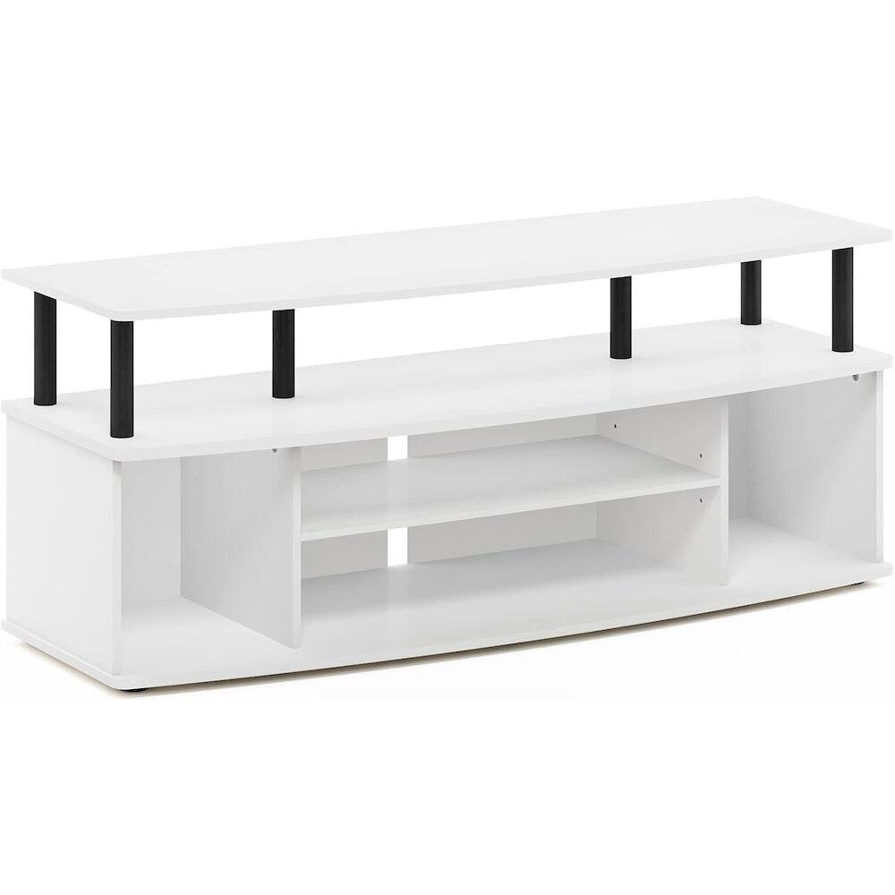 FurniFact - 55 Inch TV Stand with 3 Shelves and 2 Cabinets Modern TV Console - White