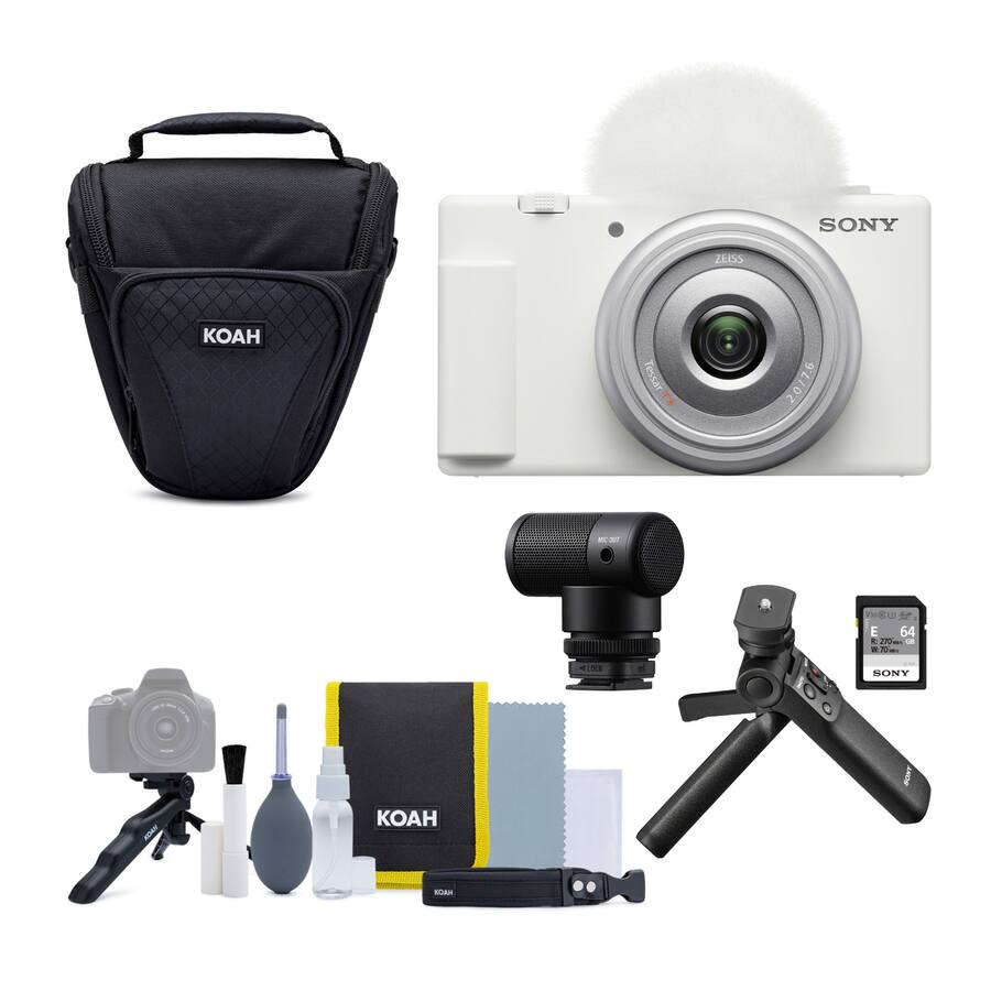 Sony ZV 1F Vlog Camera (White) Bundle with Content Creation Kit Sony ZV 1F Vlog Camera (White) Bundle with Content Creation Kit