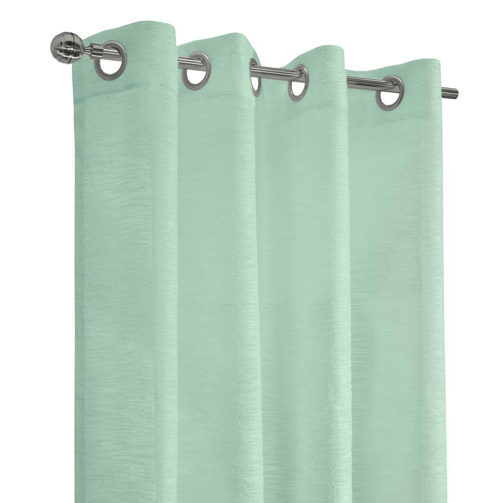 Left. Commonwealth Home Fashions - Habitat Boucle Sheer Premium Stylish and Functional Grommet Curtain Panel 52" x 84" Surf Spray - Surf Spray.