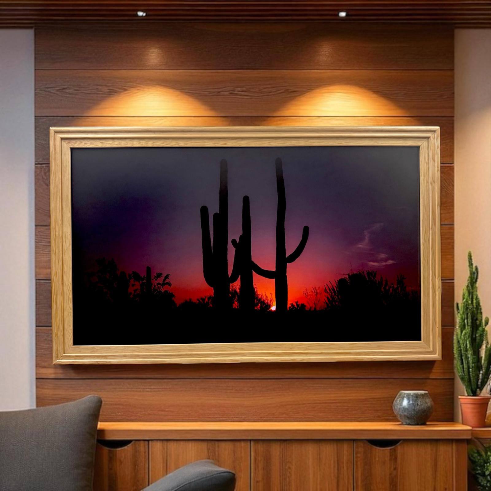 Alt View 9. LAREDO FRAME FACTORY - 75 inch Hisense Canvas TV Frame, Canvas TV by Hisense - NATURAL WOOD.