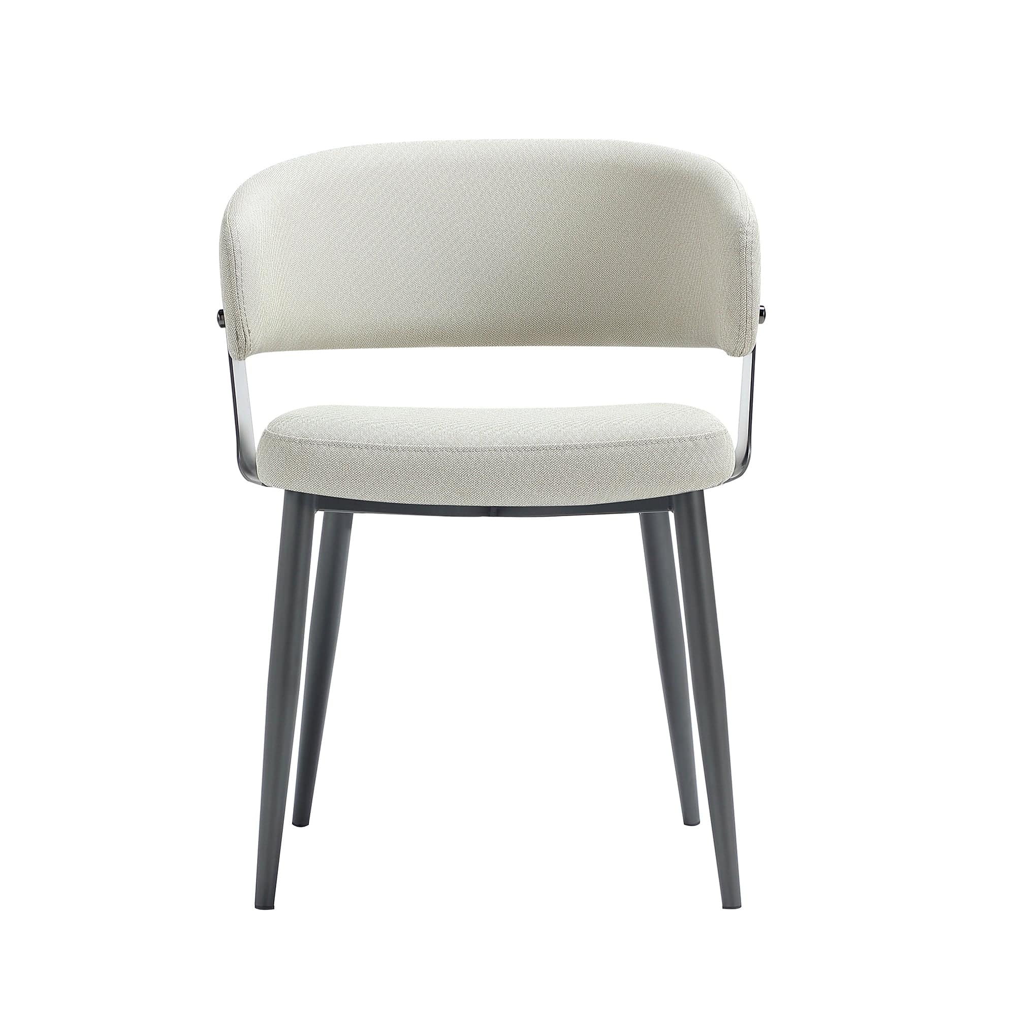 Manhattan Comfort - Luce Modern Metal Textured Vegan Leather Dining Chair - Oatmeal