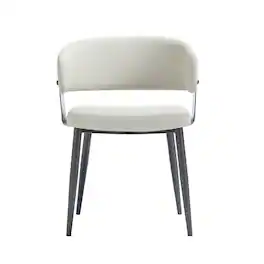Manhattan Comfort - Luce Modern Metal Textured Vegan Leather Dining Chair - Oatmeal