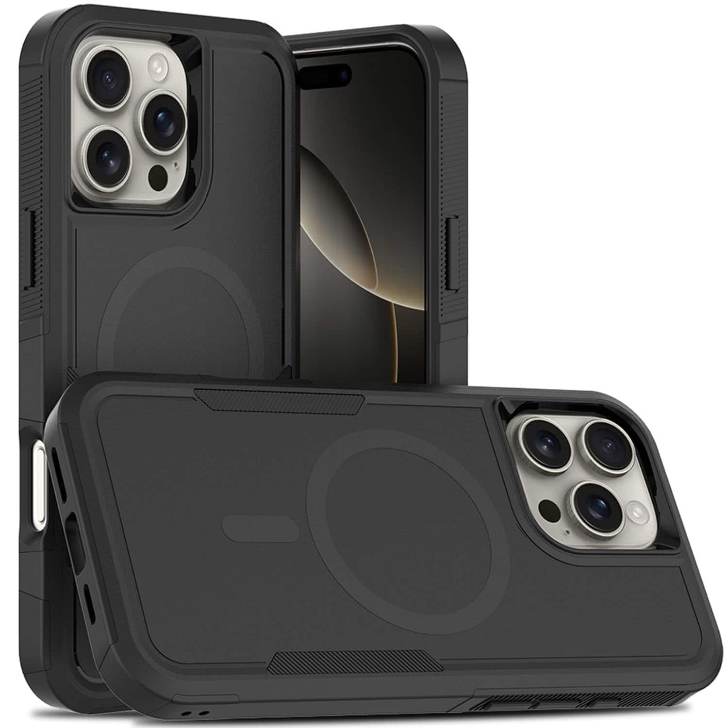 UUCOVER - Magnetic Shockproof Case for Apple iPhone 16 Pro Max, Compatible with MagSafe Dual Layer Heavy Duty Matte Phone Cover - Black price history on PriceWatchPro