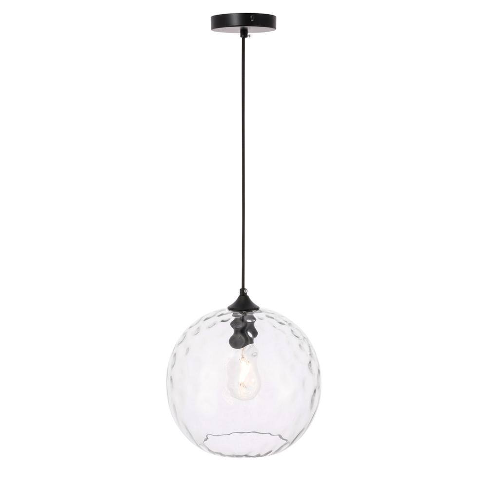 Alt View 7. Living District - Gibson 1 light Black and Clear glass pendant - Black And Clear Glass.
