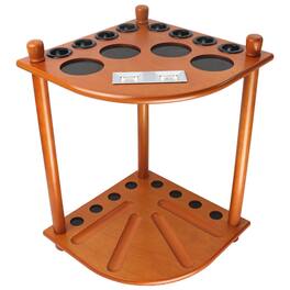 GSE Games & Sports Expert - Wood 8 Corner Style Pool Cue Rack with Score Counter, Billiard Pool Cue Rack Only - Oak