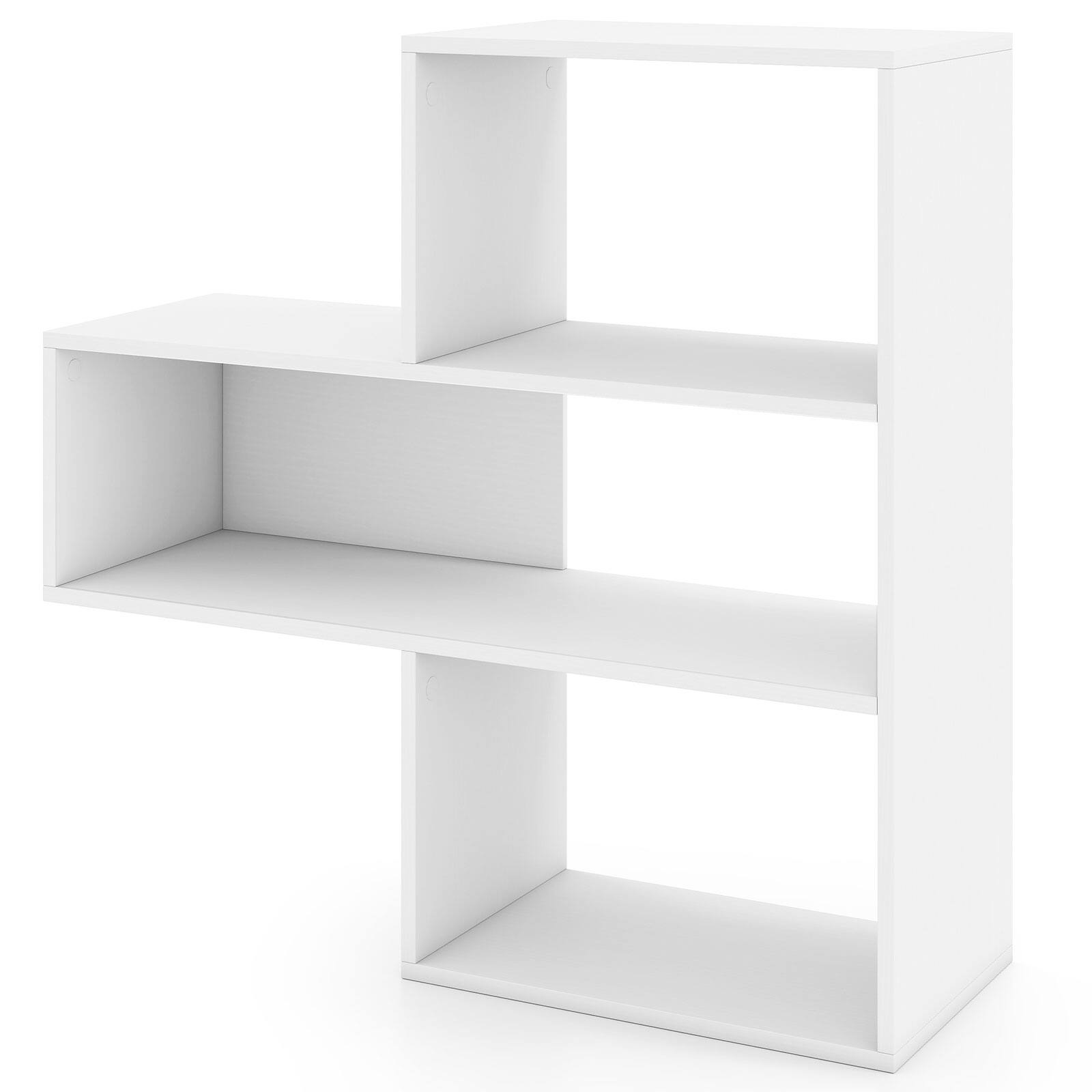 Alt View 7. Costway - Costway 3-Shelf Convex Bookshelf Room Organizer with Anti-Toppling Device Freestanding - White.