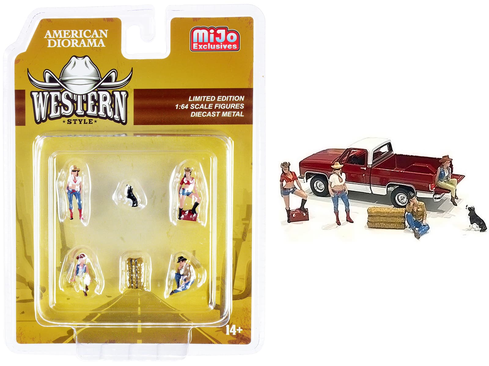 """Western Style"" 6 piece Diecast Set (4 Figurines and 2 Accessories) for 1/64 Scale Models by American Diorama" price history on PriceWatchPro