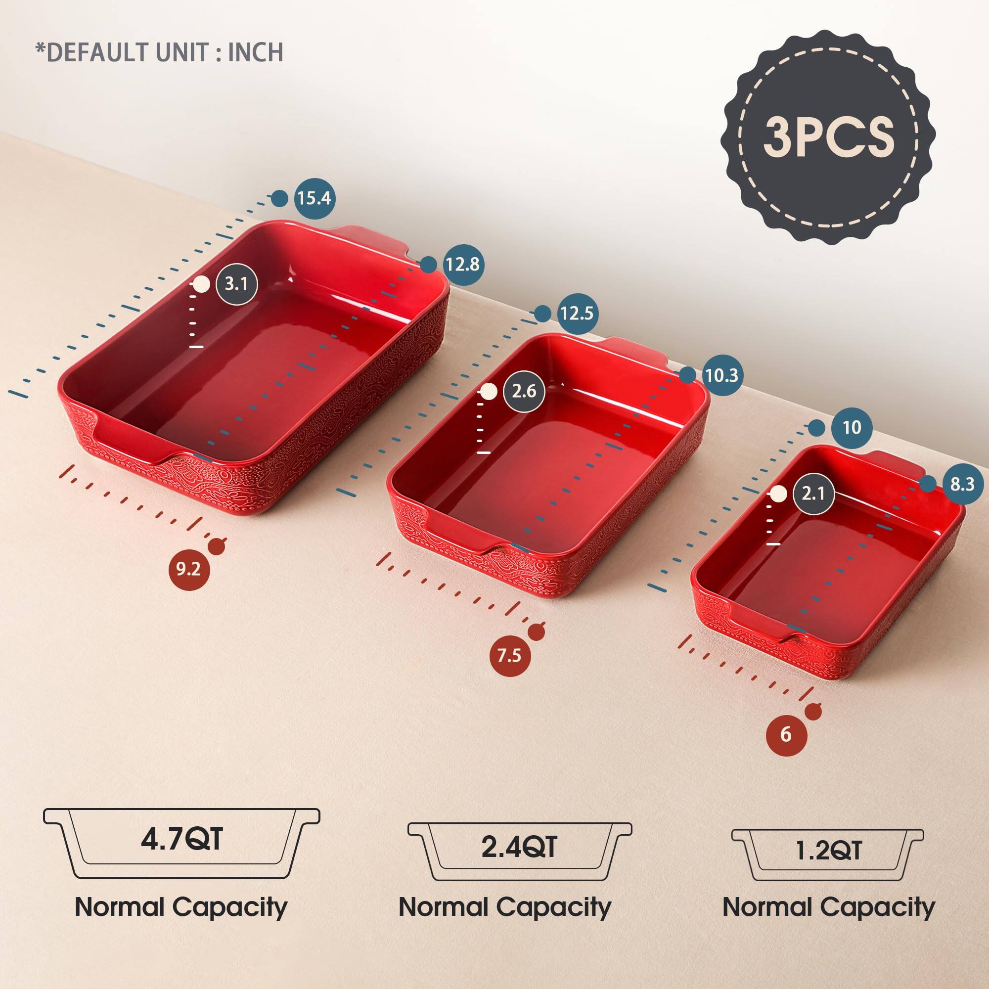 *DEFAULT UNIT: INCH

3PCS

- 15.4
- 12.8
- 3.1
- 12.5
- 10.3
- 2.6
- 10
- 2.1
- 8.3
- 9.2
- 7.5
- 6

4.7QT Normal Capacity

2.4QT Normal Capacity

1.2QT Normal Capacity