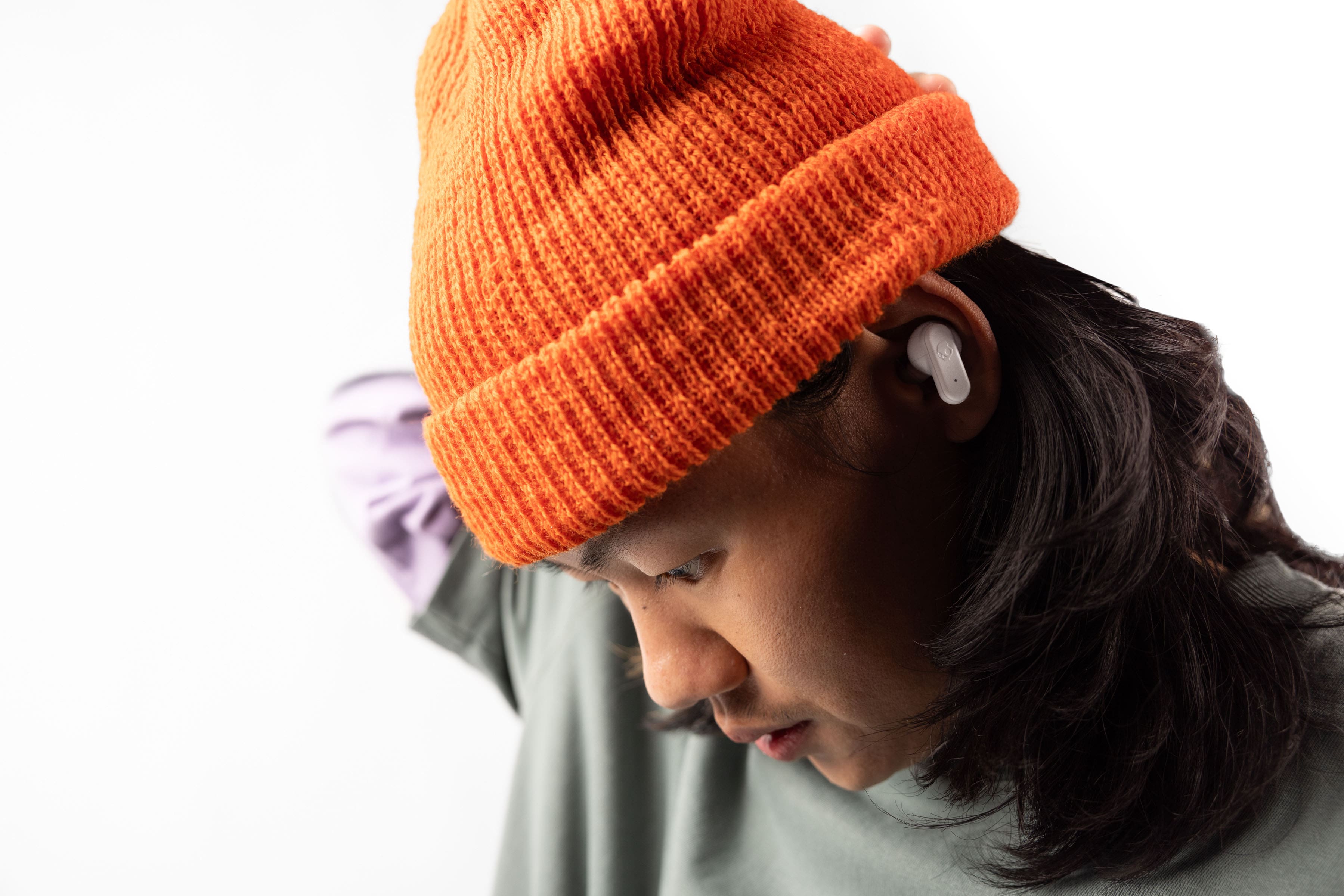 Alt View 4. Skullcandy - Dime 3 True Wireless Bluetooth In-Ear Earbuds - Bone/Orange.