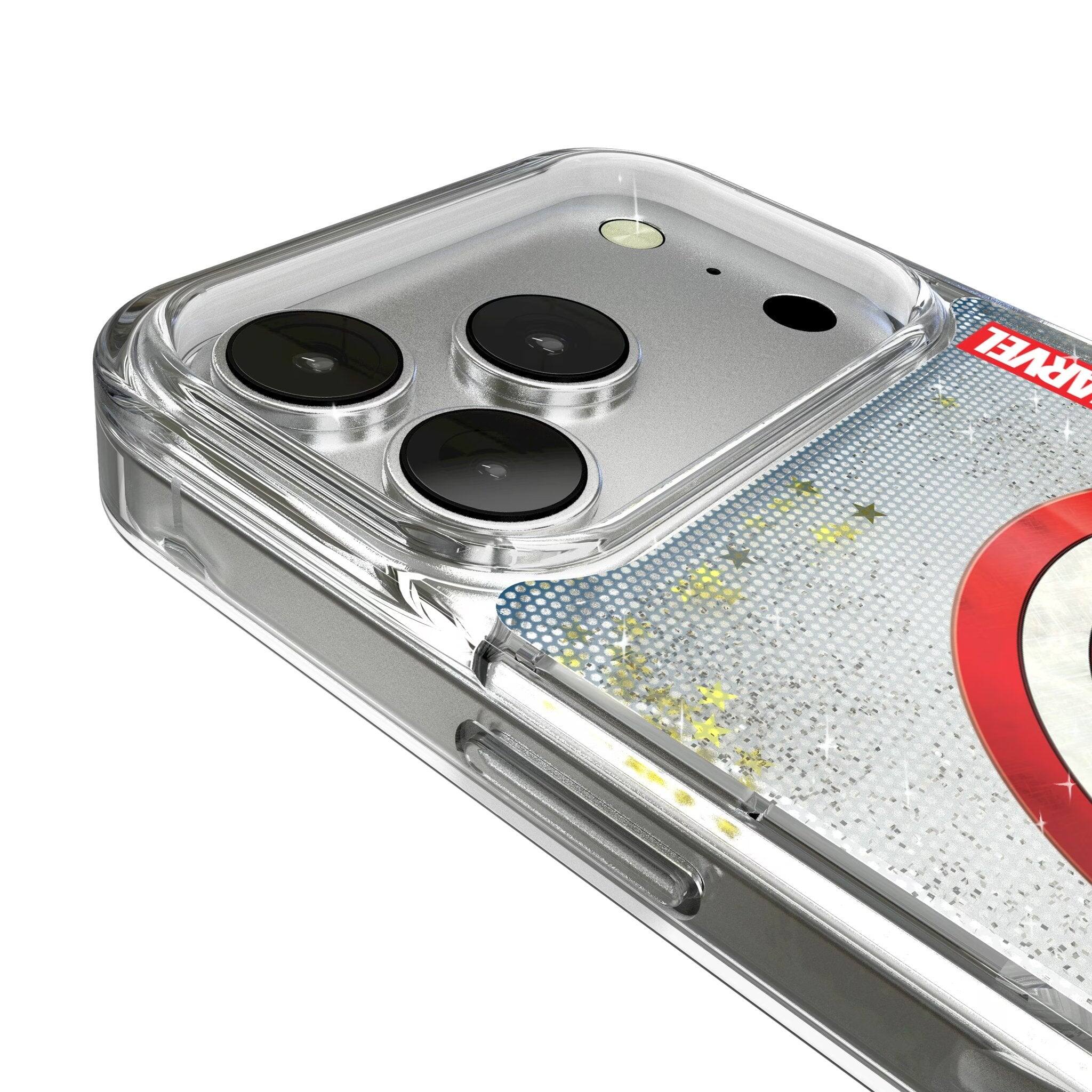 Left. Keyscaper - Marvel Grid Glitter Phone Case - Apple iPhone 17 Pro - Captain America.