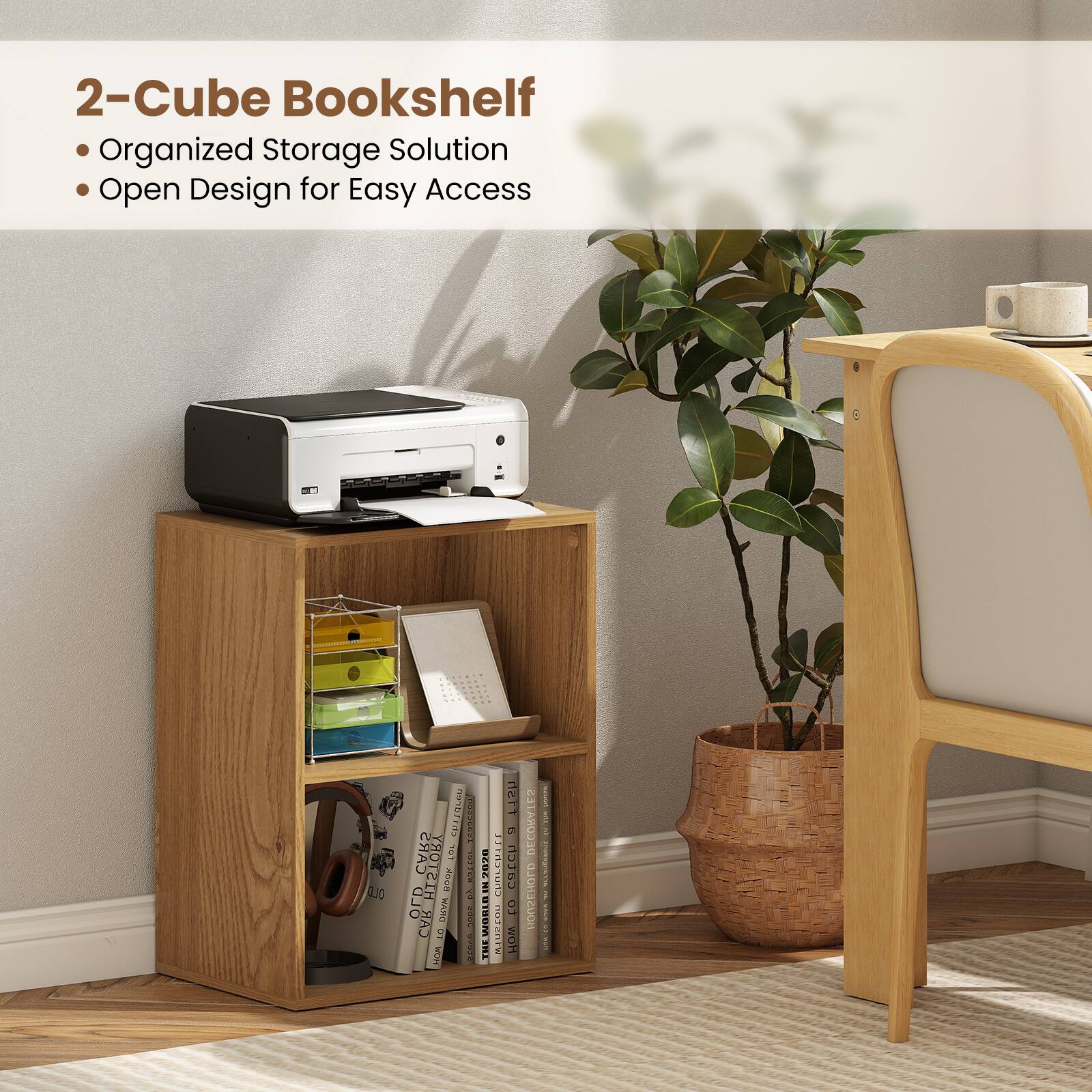 2-Cube Bookshelf  
• Organized Storage Solution  
• Open Design for Easy Access