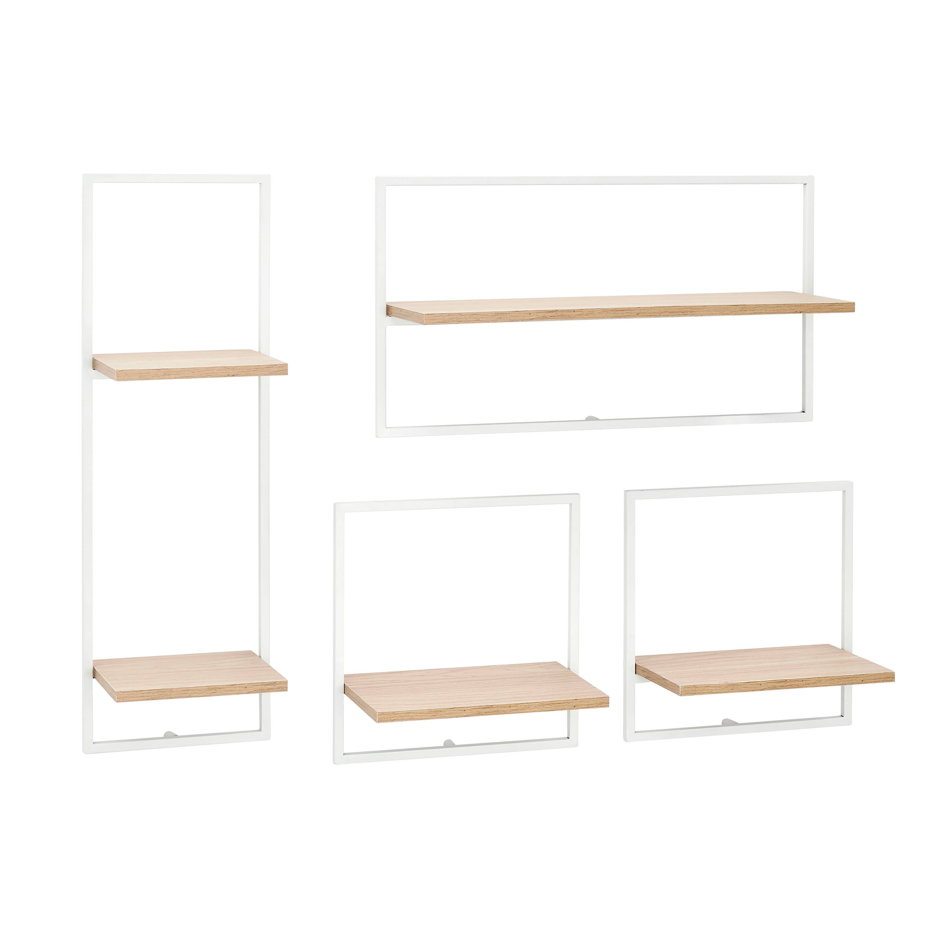 Alt View 6. Danya B - Framed 4-Piece Shelf Set - White Metal Frame and Maple MDF Shelves - White, Maple.