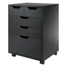 Winsome Wood - Halifax Bins & Drawers Storage Mobile Cabinet - Black