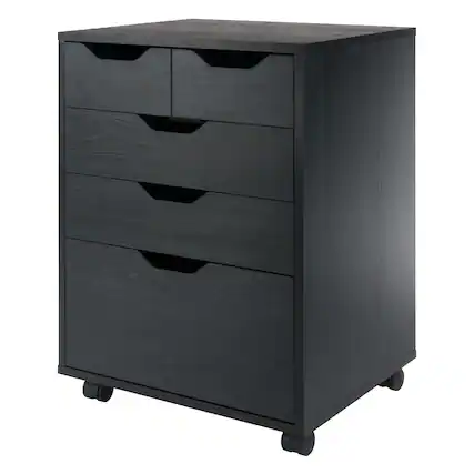 Front. Winsome Wood - Halifax Bins & Drawers Storage Mobile Cabinet - Black.