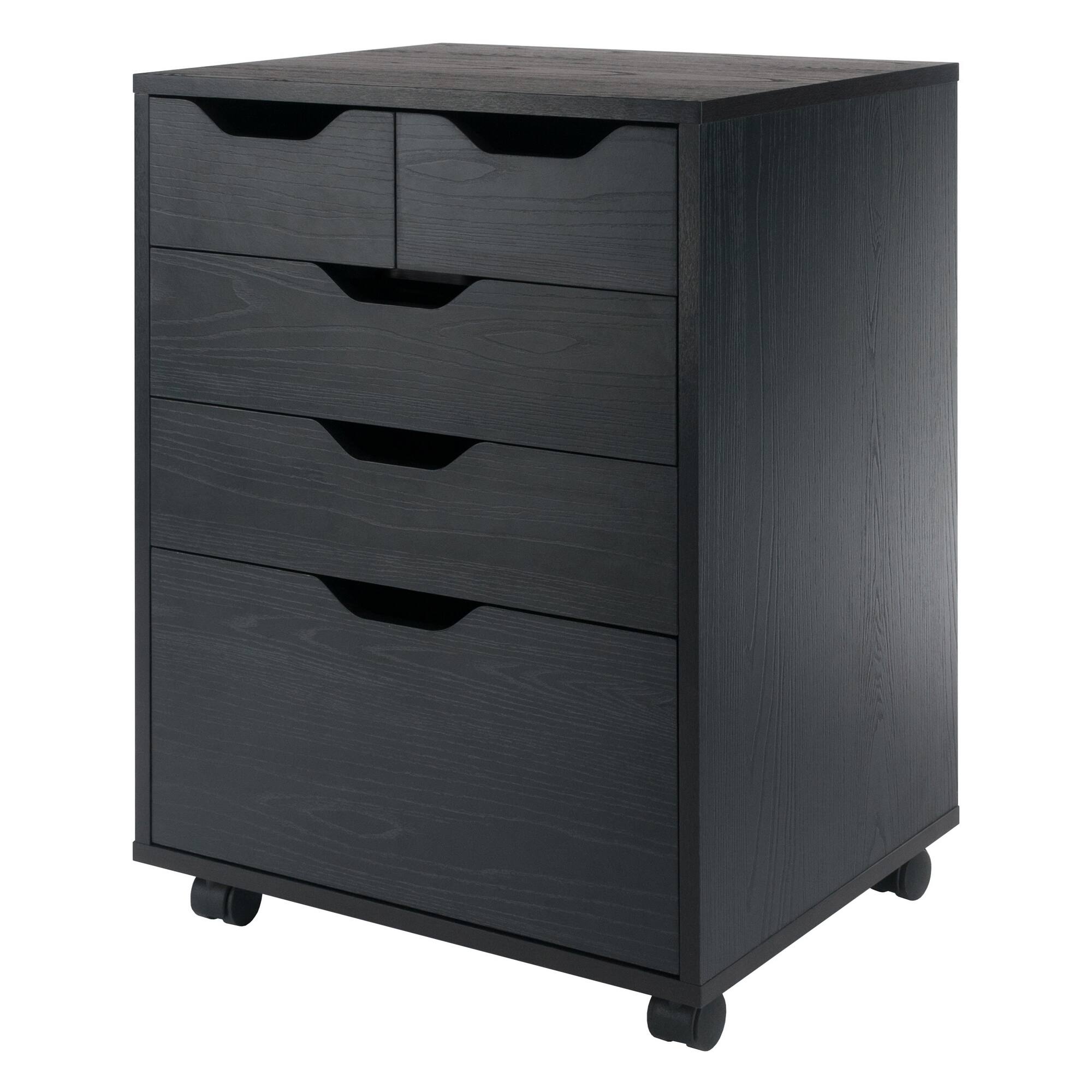 Front. Winsome Wood - Halifax Bins & Drawers Storage Mobile Cabinet - Black.
