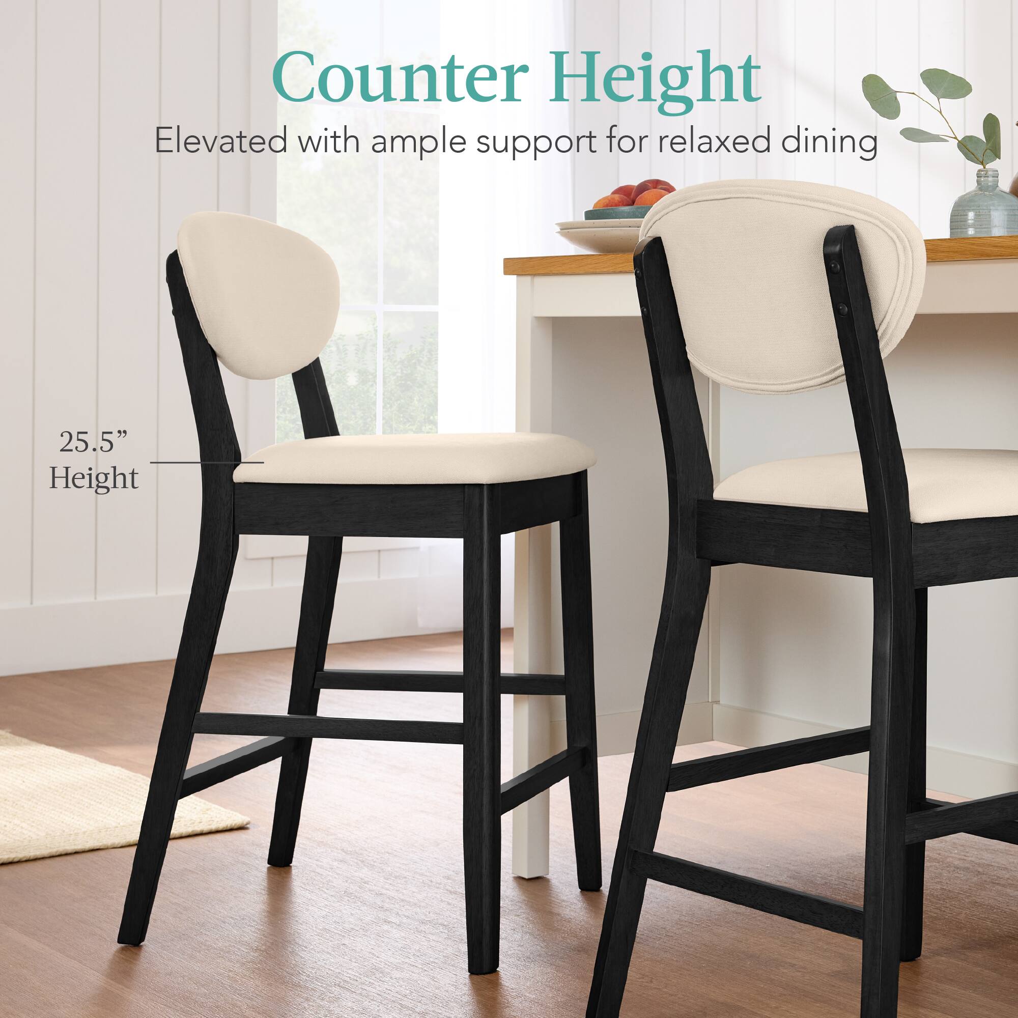 Counter Height  
Elevated with ample support for relaxed dining  
25.5" Height