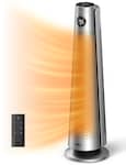DREO - 30" Space Heater for Large Rooms, 120° Oscillation, Adjustable Thermostat, 5 Heat & 3 Fan levels, Solaris 818 - Silver