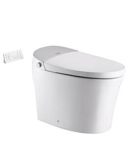 VEVOR - Smart Toilet, Air Drying, Elongated Smart Toilet with Heated Seat, Clean Nozzle and Auto Freshening System - White