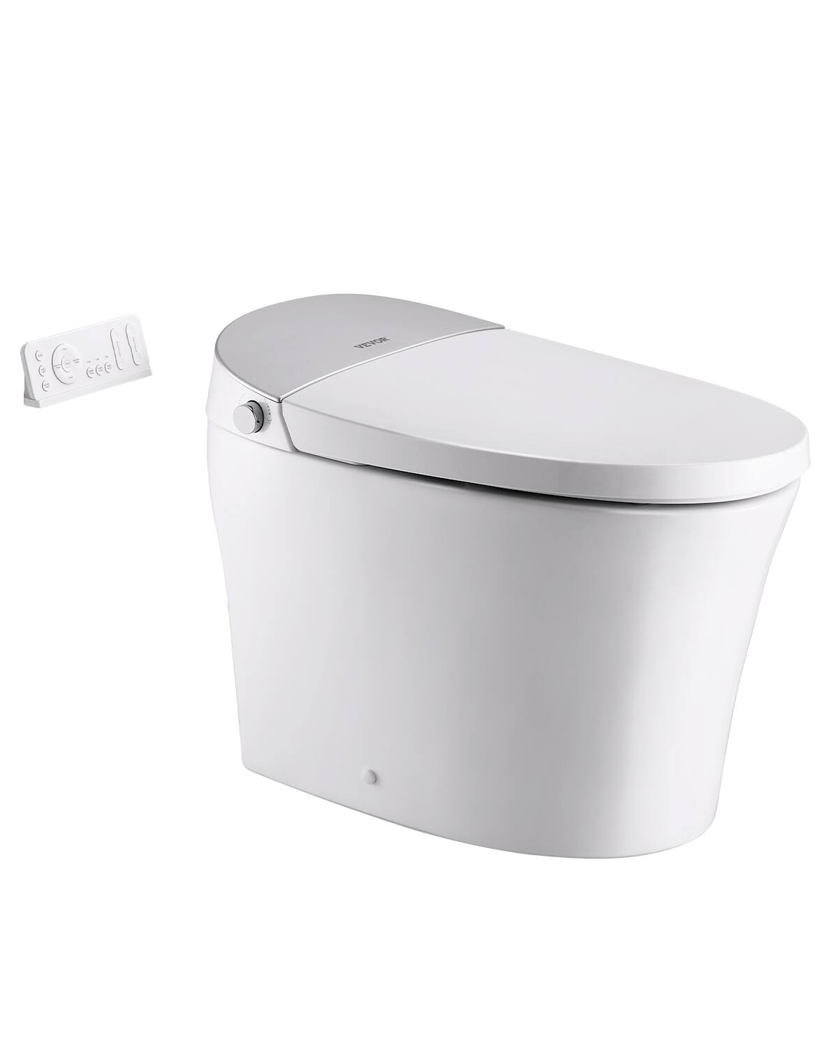 Front. VEVOR - Smart Toilet, Air Drying, Elongated Smart Toilet with Heated Seat, Clean Nozzle and Auto Freshening System - White.