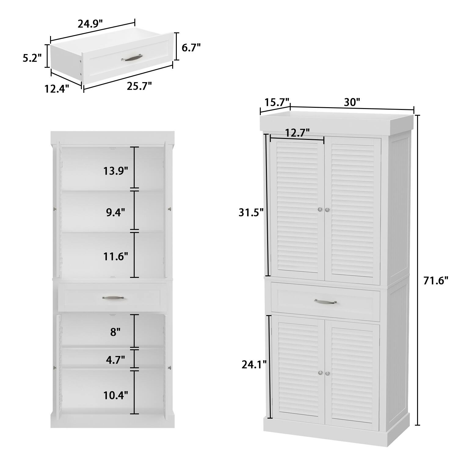 FUFU & GAGA FUFU&GAGA Shutter Door Kitchen Buffet Cabinet