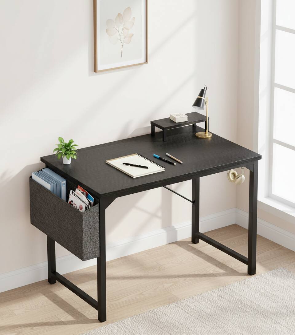 Alt View 2. AOITUN - Small Computer Office Desk 40 Inch for Dorm and Home Office, Compact and Versatile Workstation for Daily Use - Black.