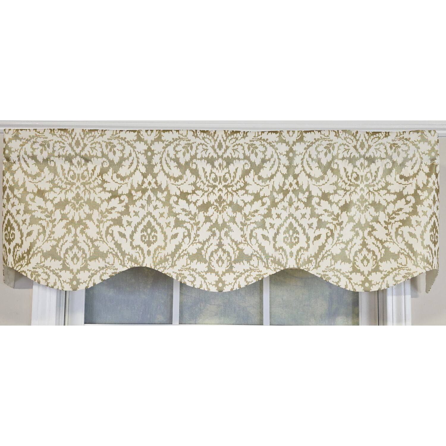 Left. RLF Home - RLF Home 100% Cotton Cambridge Provance  Fully lined Windows Rod Pocket Valance 50" x 15"  Silver - Silver.