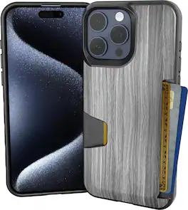 Smartish - iPhone 15 Pro Max Wallet Case - Wallet Slayer Vol 1 - Protective Slim Card Holder Cover - Woodgrain