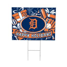 Evergreen Enterprises - Detroit Tigers 24" x 18" Happy Holidays Christmas Outdoor Staked Yard Sign - Multicolor